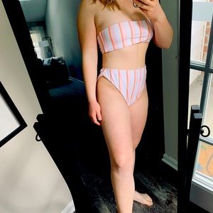 ASOS Brand New Striped Bandeau High Rise Bikini